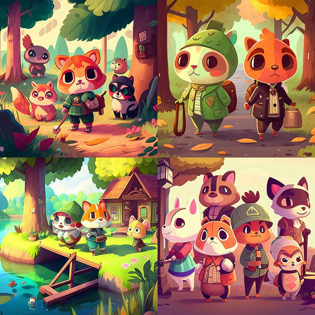 Animal Crossing style, Midjourney V4, render 1 of 4