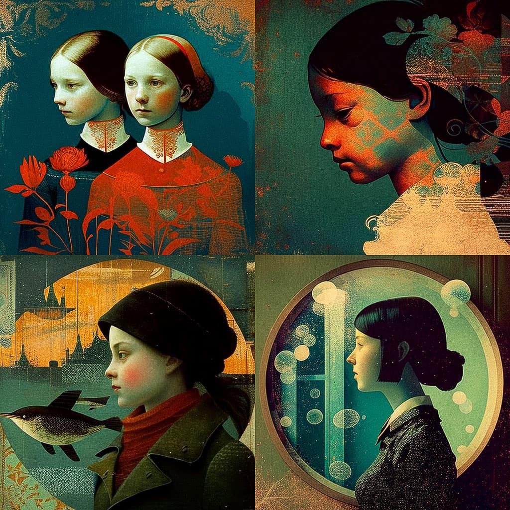 Anna and Elena Balbusso style, Midjourney V4, render 1 of 4