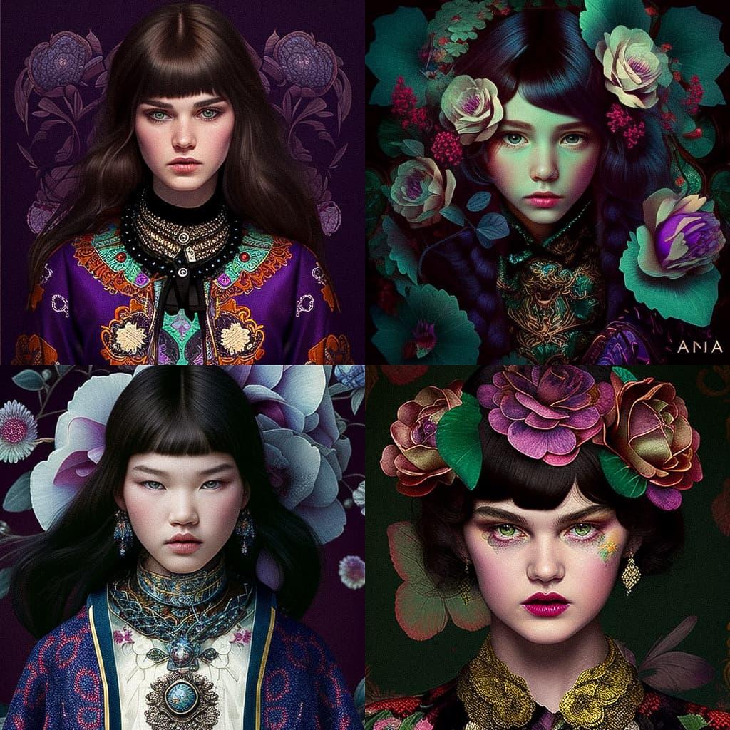 Anna Sui style, Midjourney V4, render 1 of 4