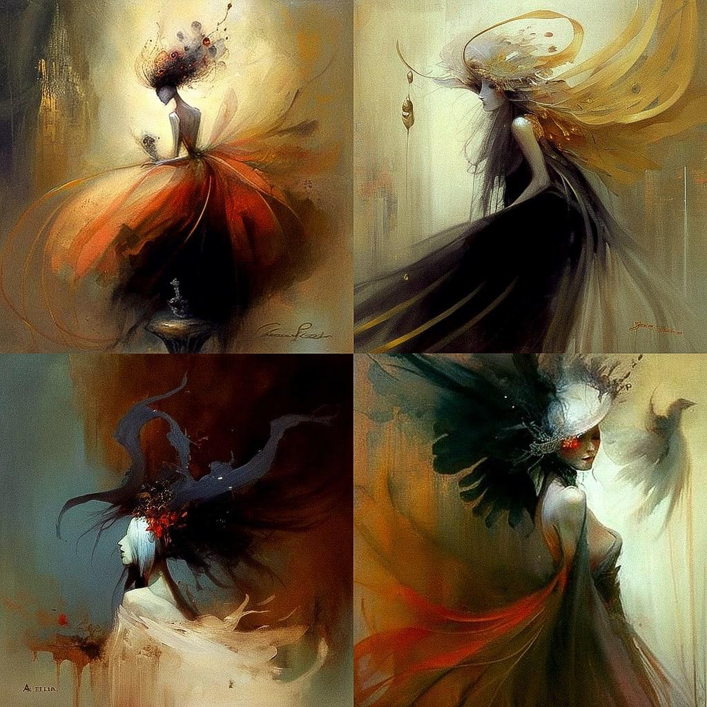 Anne Bachelier style, Midjourney V4, render 1 of 4
