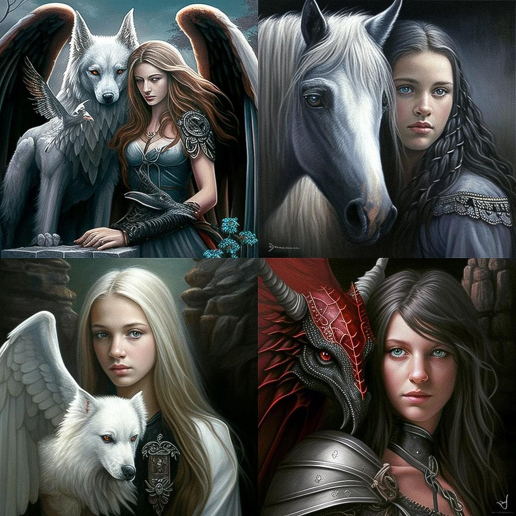 Anne Stokes style, Midjourney V4, render 1 of 4