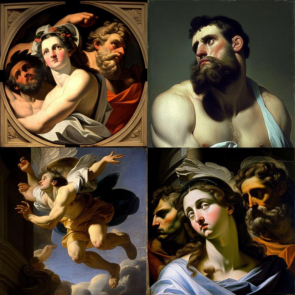 Annibale Carracci style, Midjourney V4, render 1 of 4