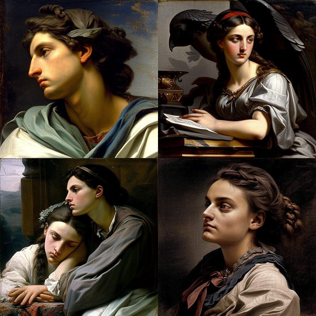 Anselm Feuerbach style, Midjourney V4, render 1 of 4