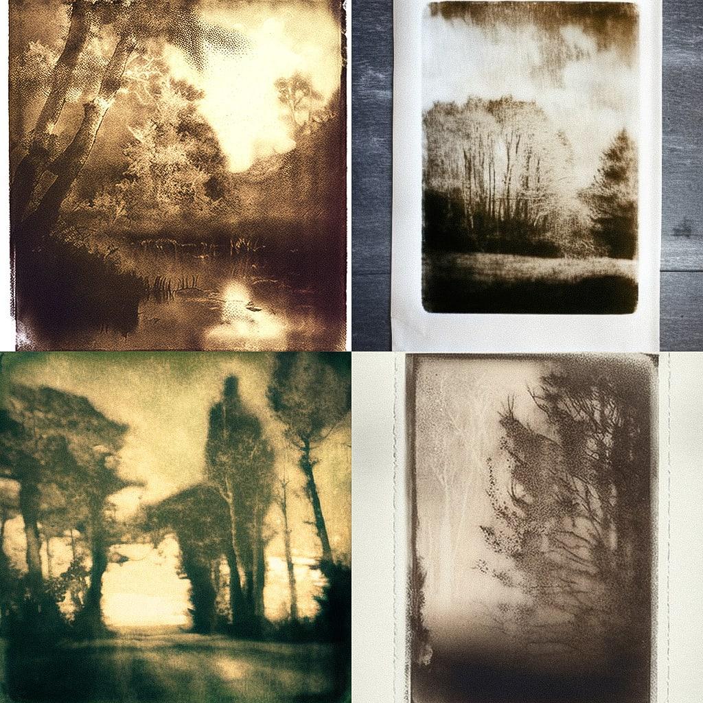 Anthotype print style, Midjourney V4, render 1 of 4