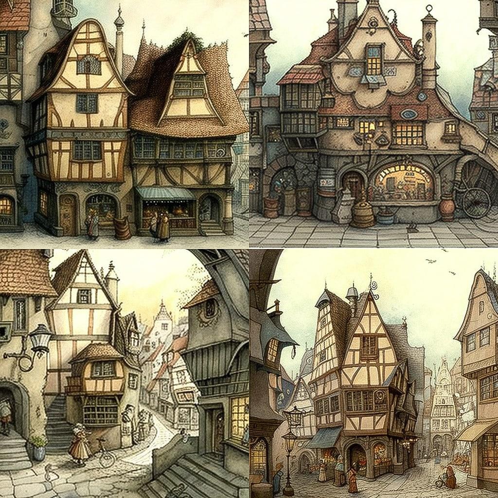 Anton Pieck style, Midjourney V4, render 1 of 4