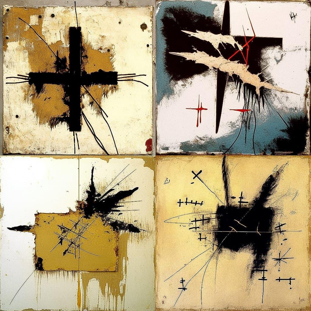 Antoni Tapies style, Midjourney V4, render 1 of 4
