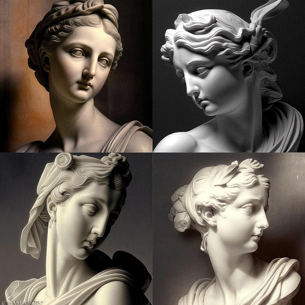 Antonio Canova style, Midjourney V4, render 1 of 4