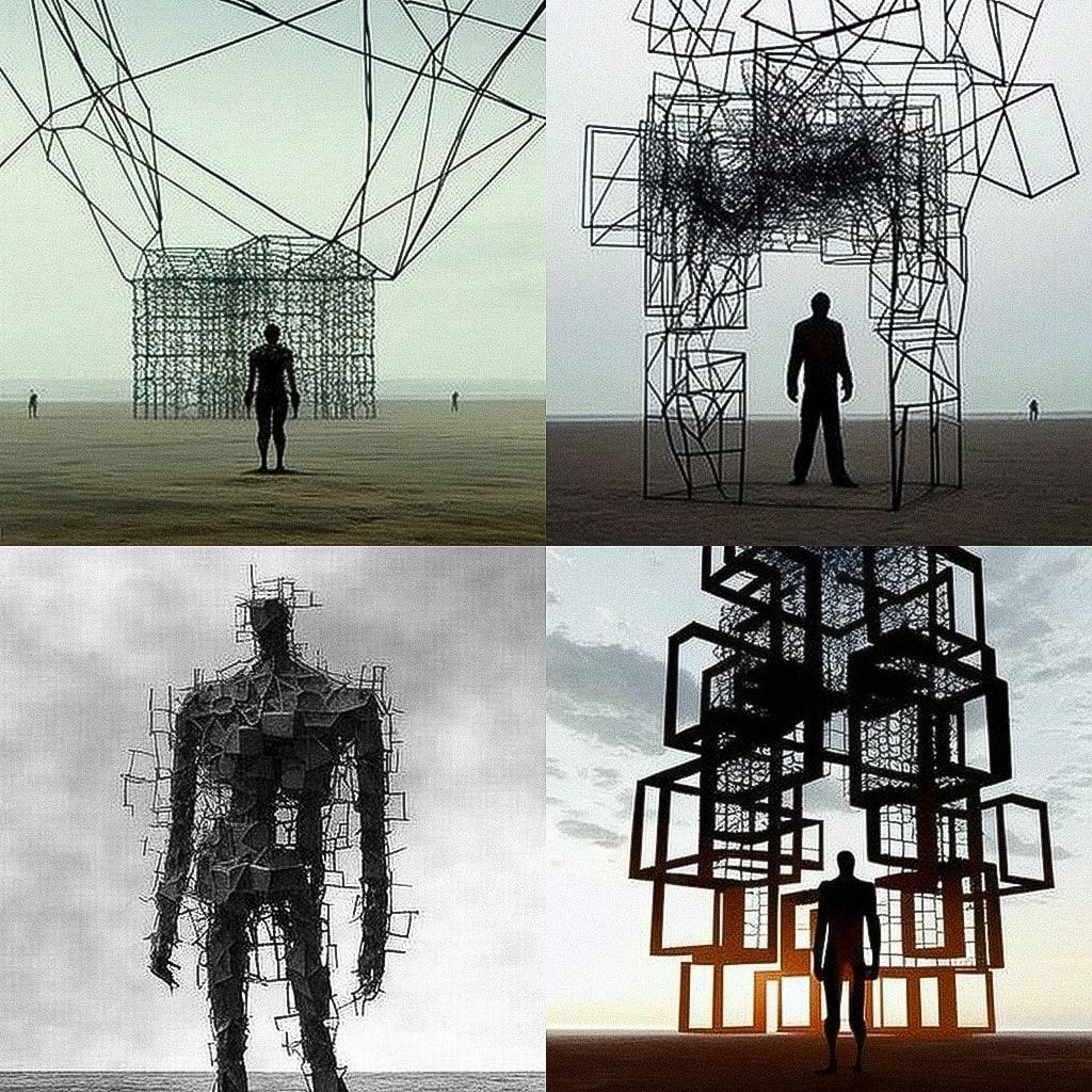 Antony Gormley style, Midjourney V4, render 1 of 4