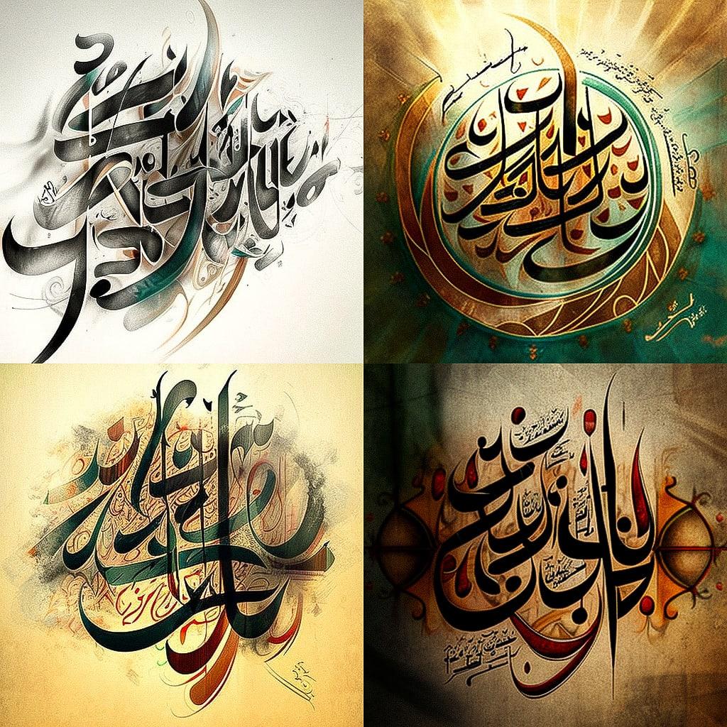 Arabic calligraphy style, Midjourney V4, render 1 of 4