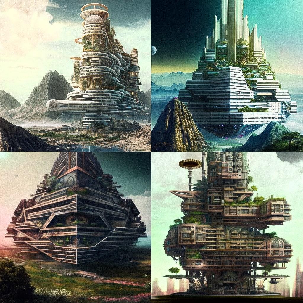 Arcology style, Midjourney V4, render 1 of 4