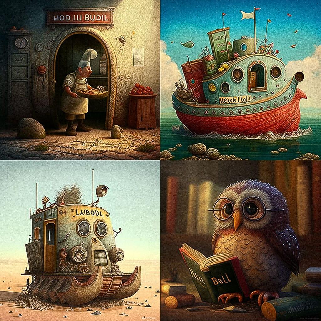 Arnold Lobel style, Midjourney V4, render 1 of 4