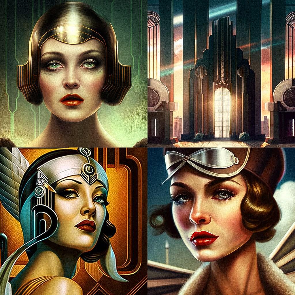 Art Deco style, Midjourney V4, render 1 of 4