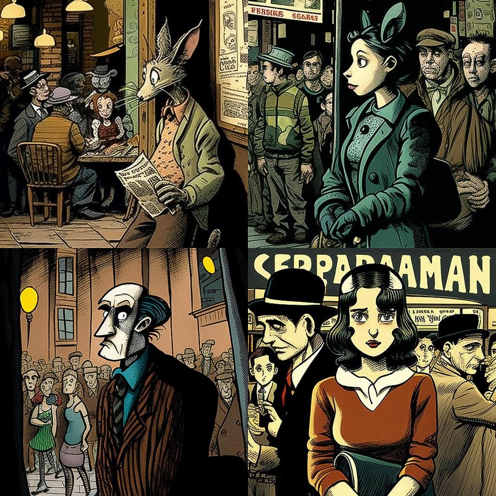Art Spiegelman style, Midjourney V4, render 1 of 4