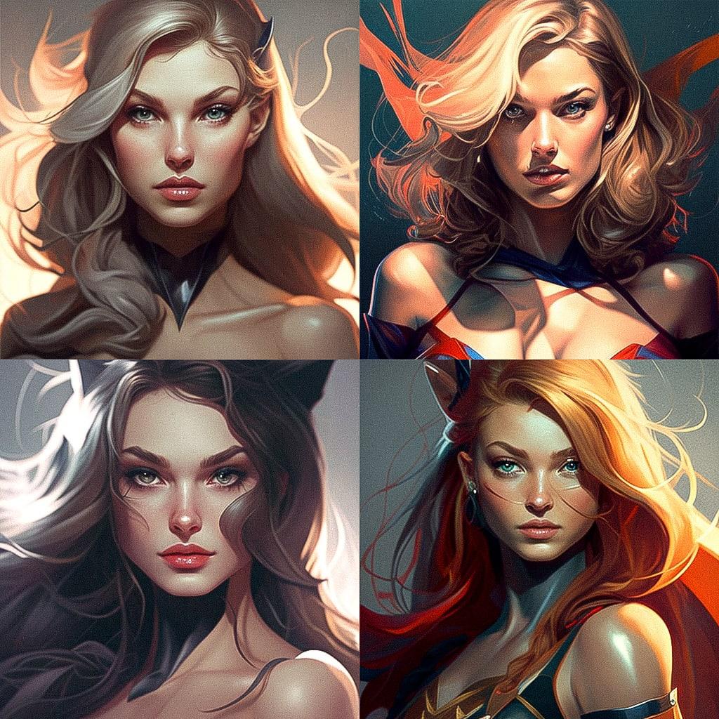 Artgerm style, Midjourney V4, render 1 of 4