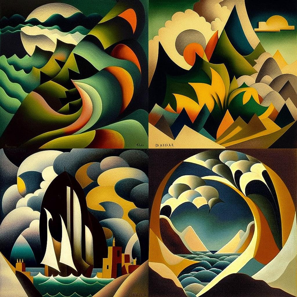 Arthur Dove style, Midjourney V4, render 1 of 4