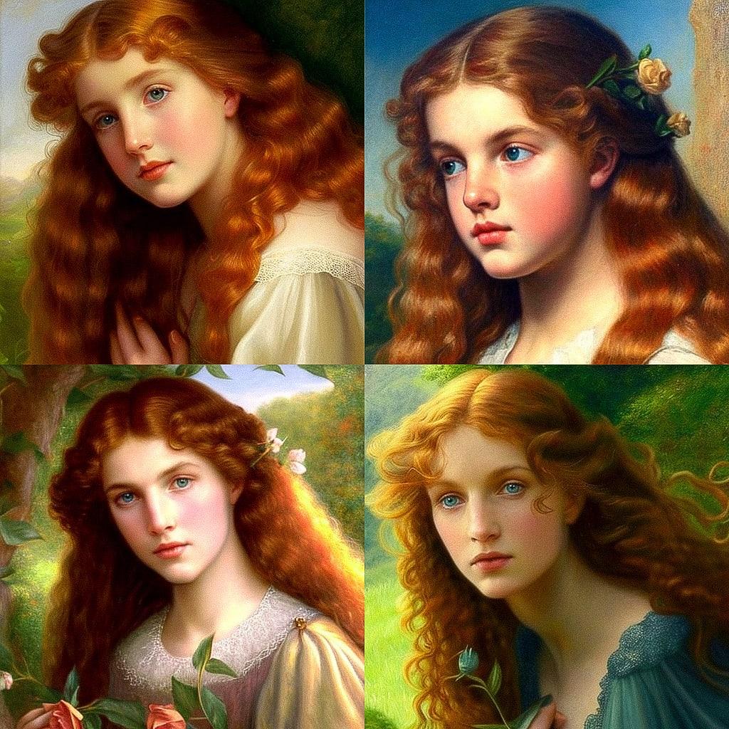 Arthur Hughes style, Midjourney V4, render 1 of 4