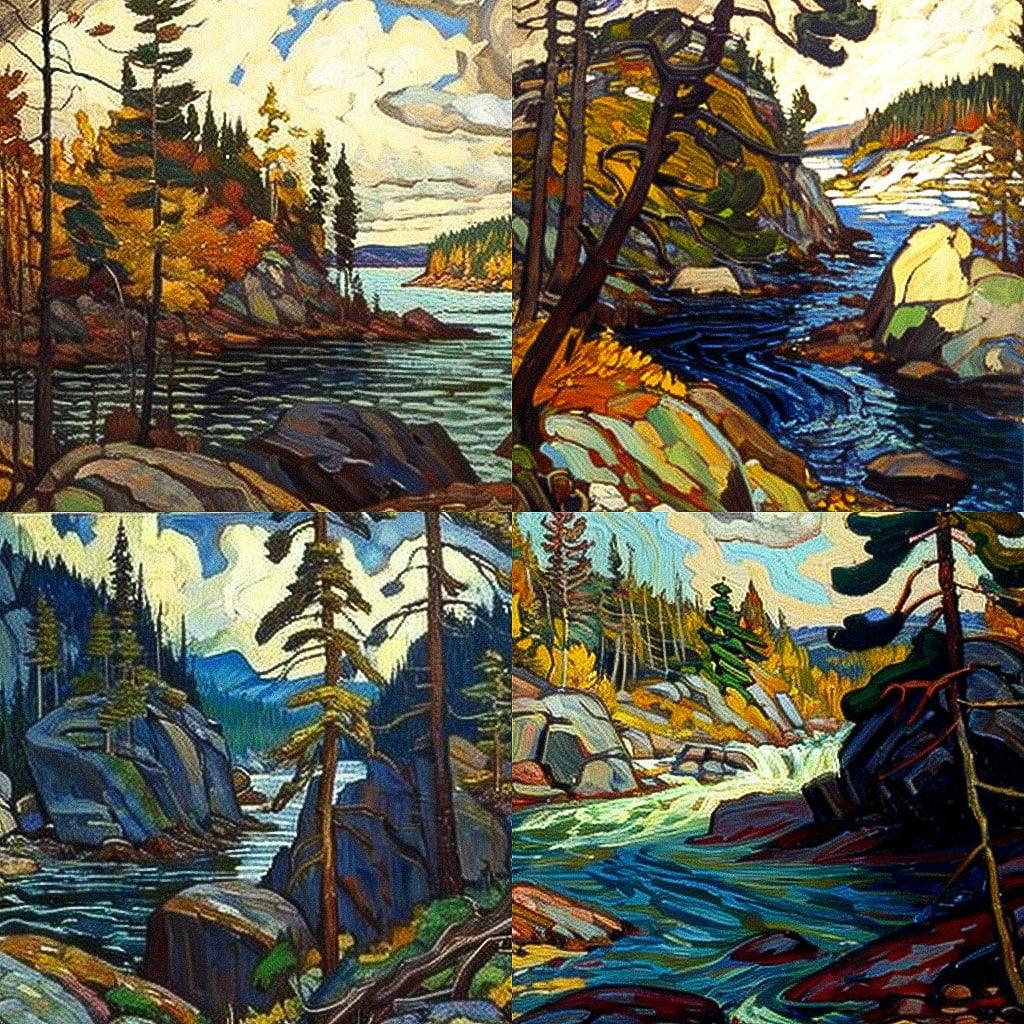 Arthur Lismer style, Midjourney V4, render 1 of 4