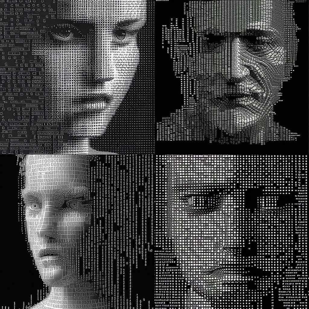 ASCII art style, Midjourney V4, render 1 of 4
