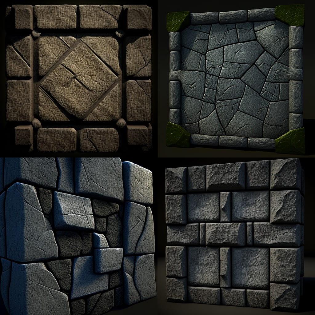 Ashlar texture style, Midjourney V4, render 1 of 4