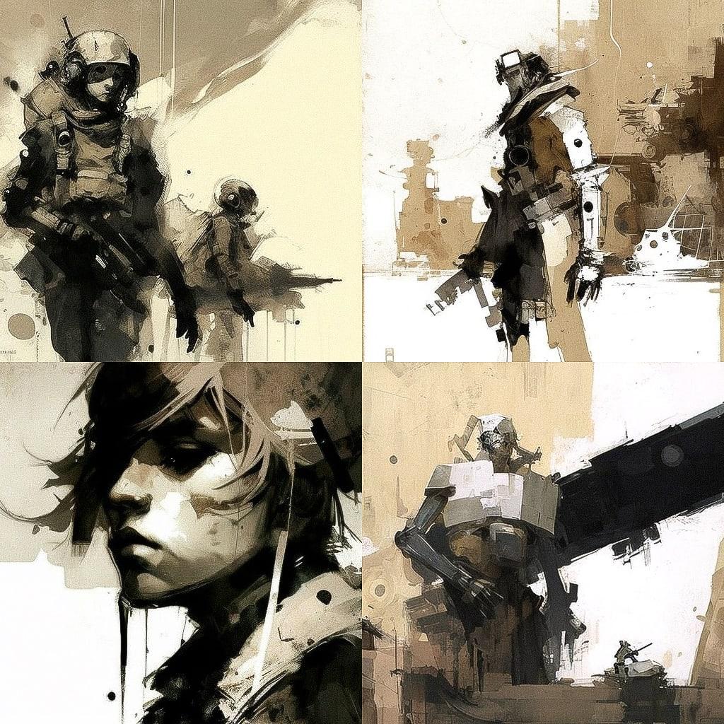 Ashley Wood style, Midjourney V4, render 1 of 4