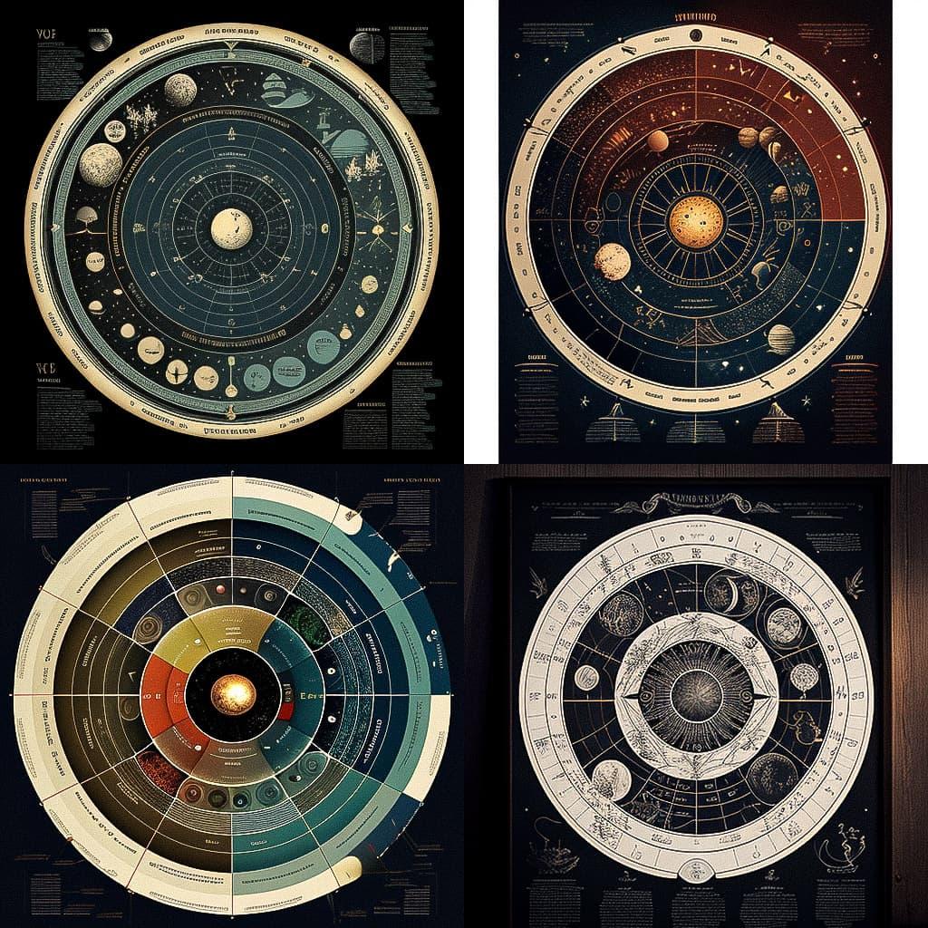 Astronomical chart style, Midjourney V4, render 1 of 4