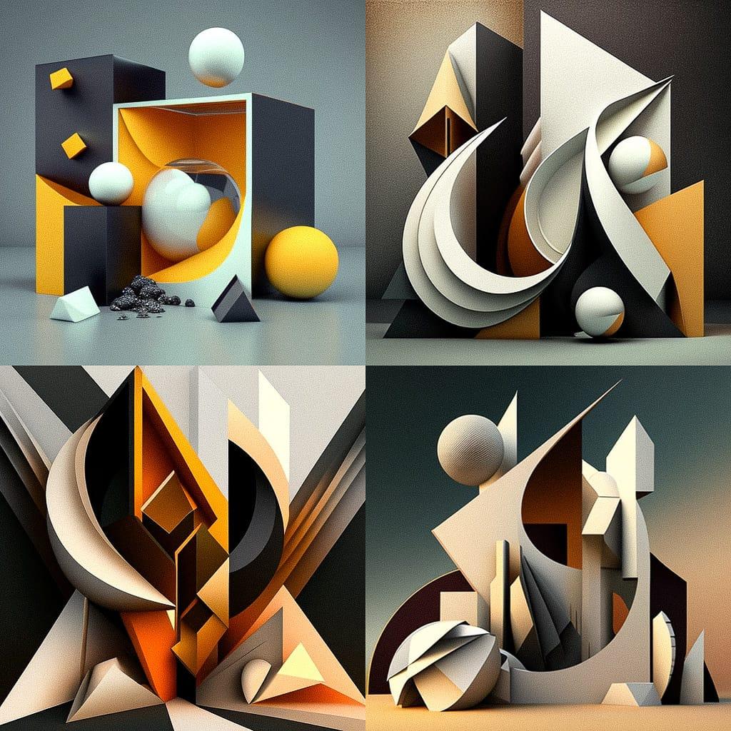Asymmetrical composition style, Midjourney V4, render 1 of 4