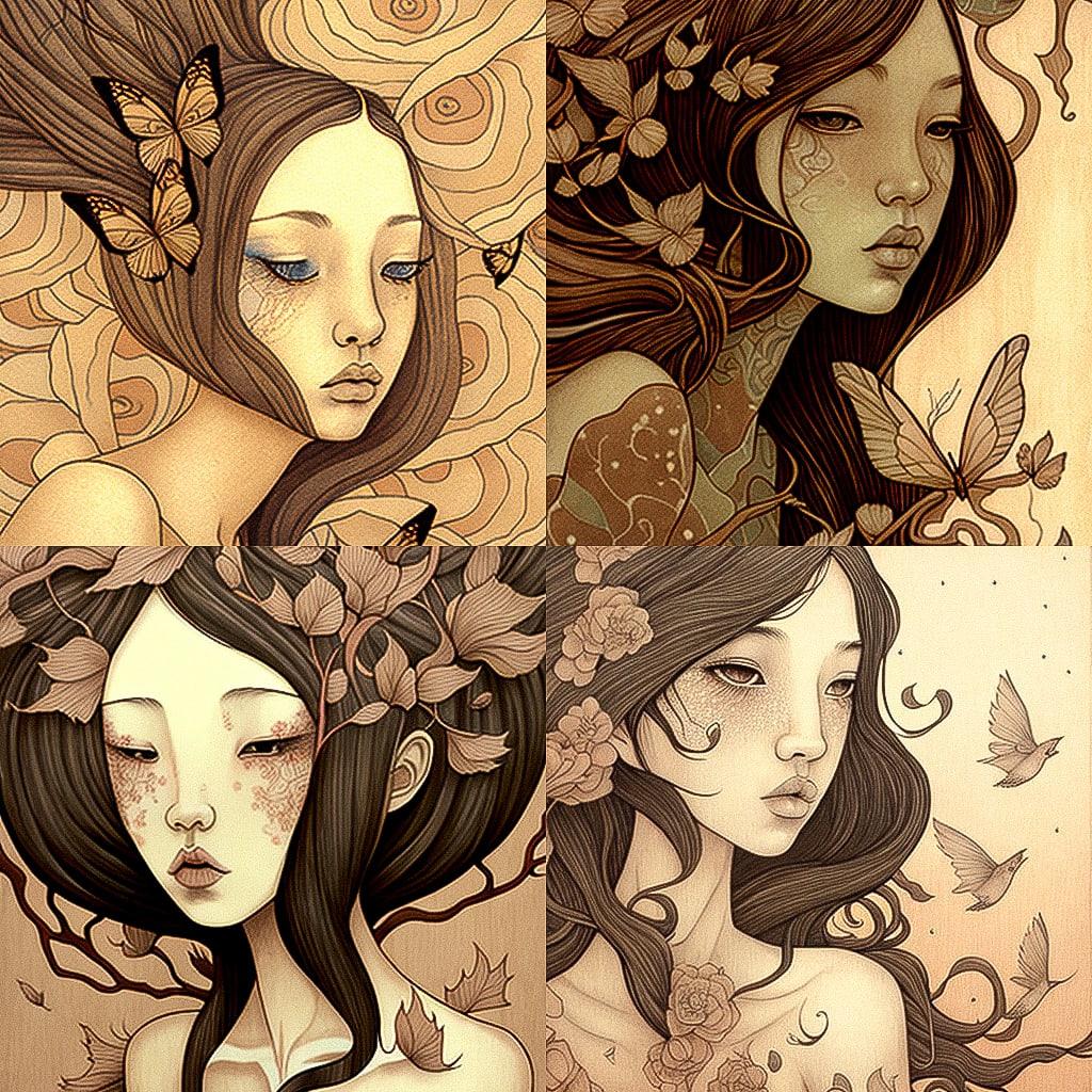 Audrey Kawasaki style, Midjourney V4, render 1 of 4