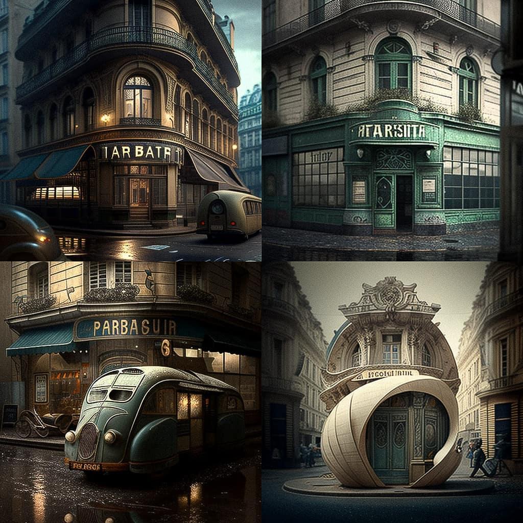 Auguste Perret style, Midjourney V4, render 1 of 4