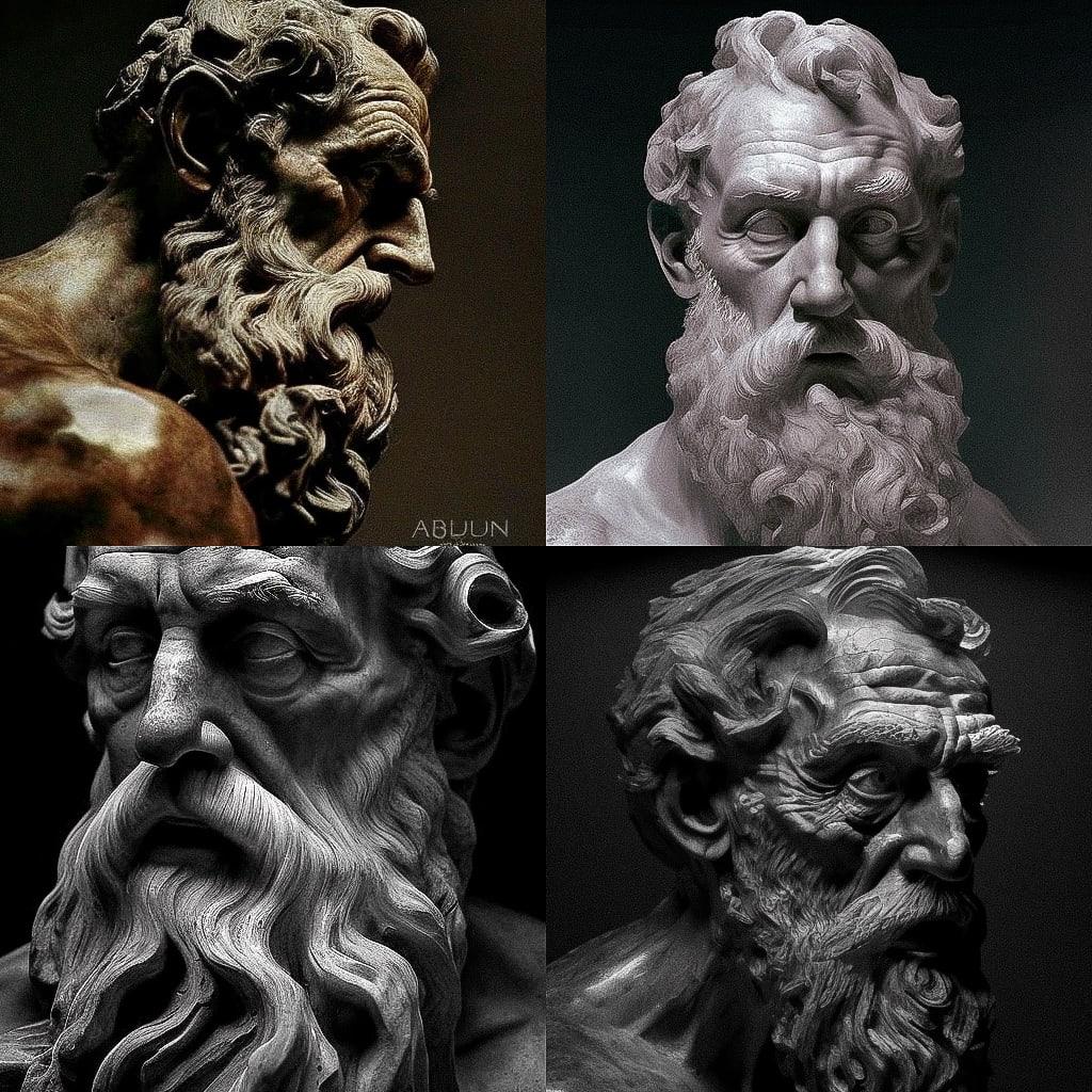 Auguste Rodin style, Midjourney V4, render 1 of 4