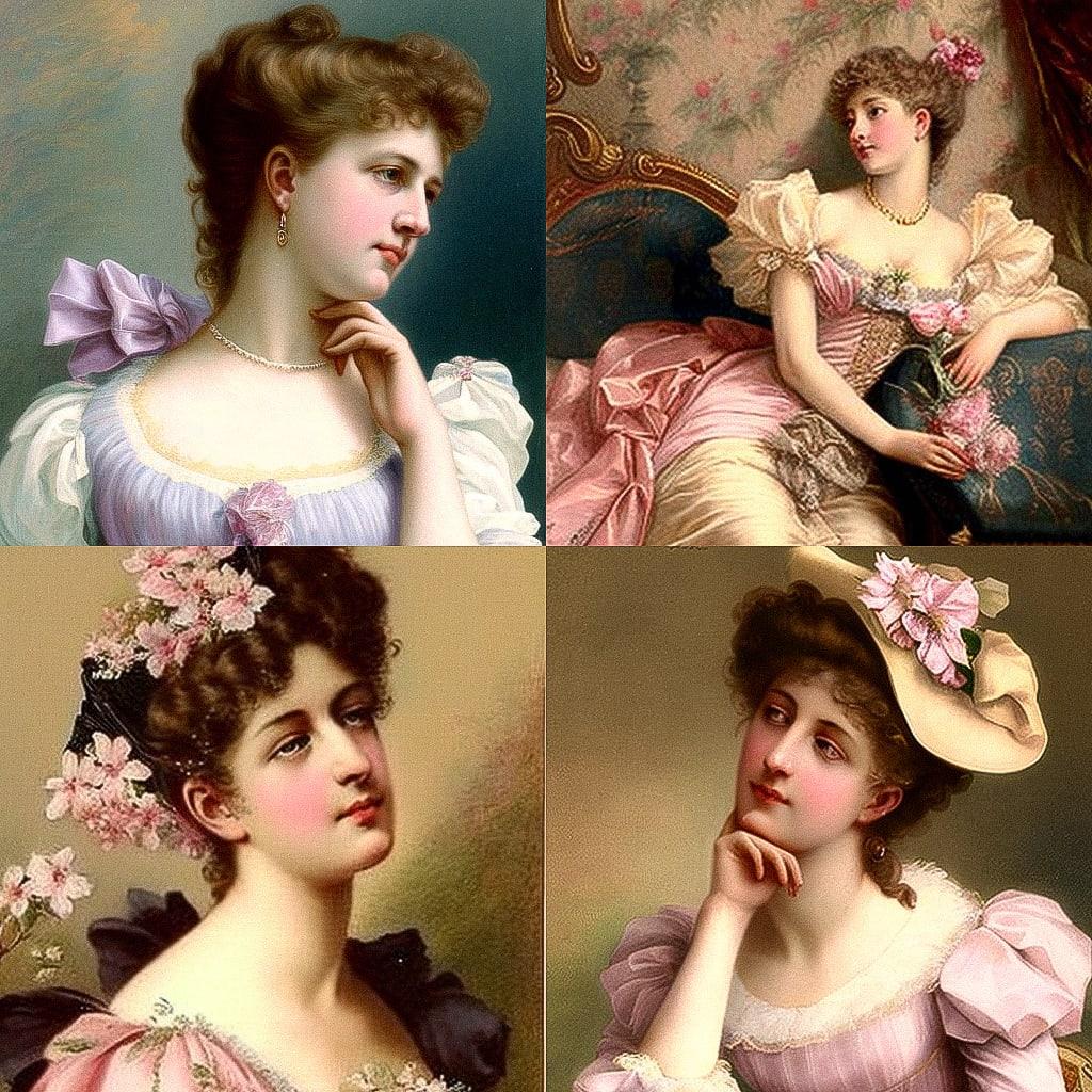 Auguste Toulmouche style, Midjourney V4, render 1 of 4