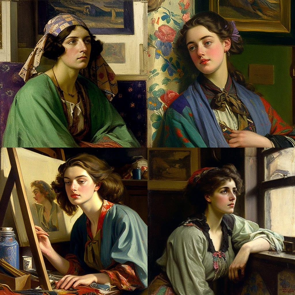 Augustus Edwin John style, Midjourney V4, render 1 of 4