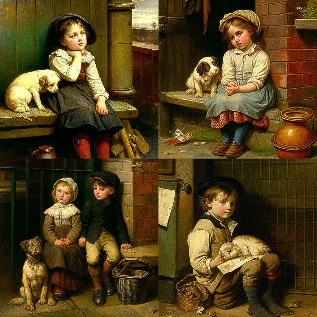 Augustus Edwin Mulready style, Midjourney V4, render 1 of 4