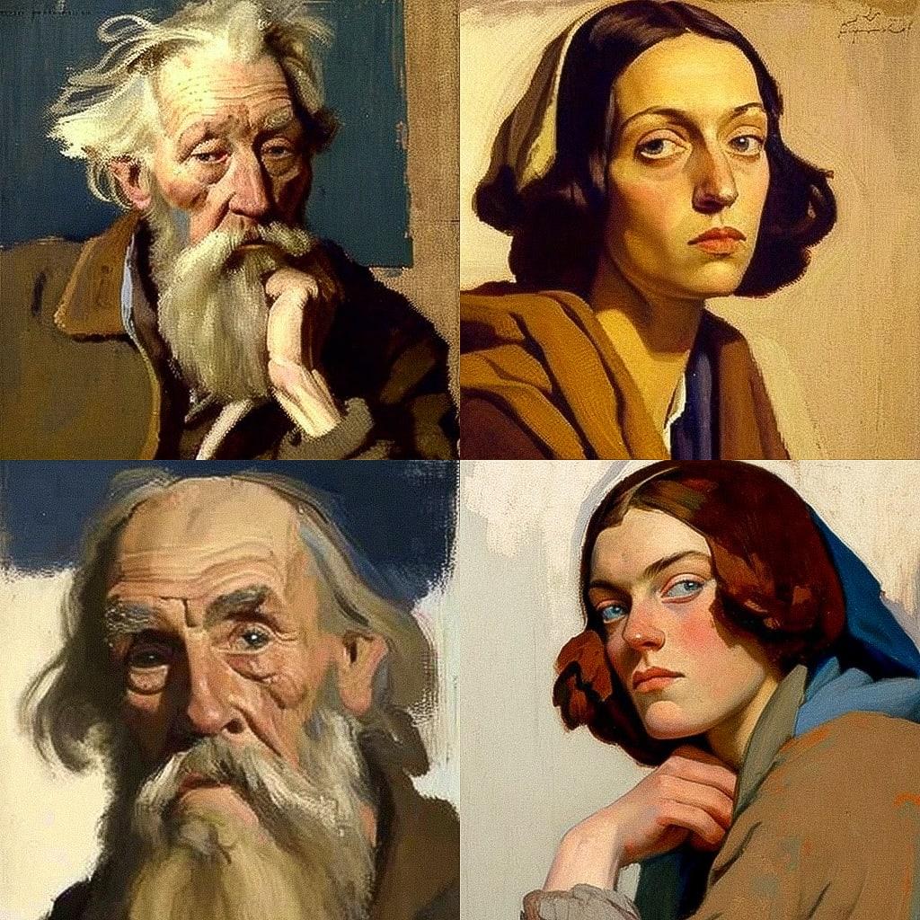 Augustus John style, Midjourney V4, render 1 of 4