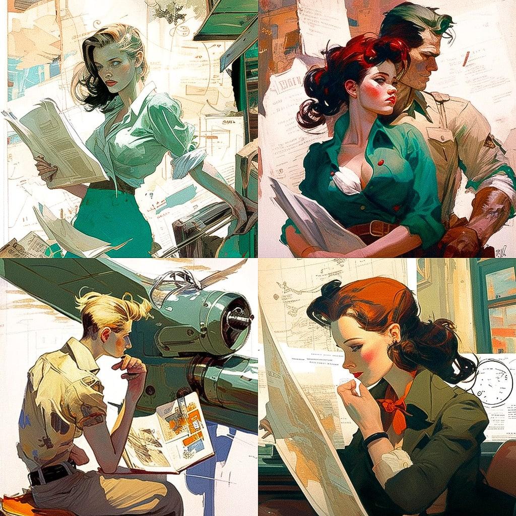 Austin Briggs style, Midjourney V4, render 1 of 4