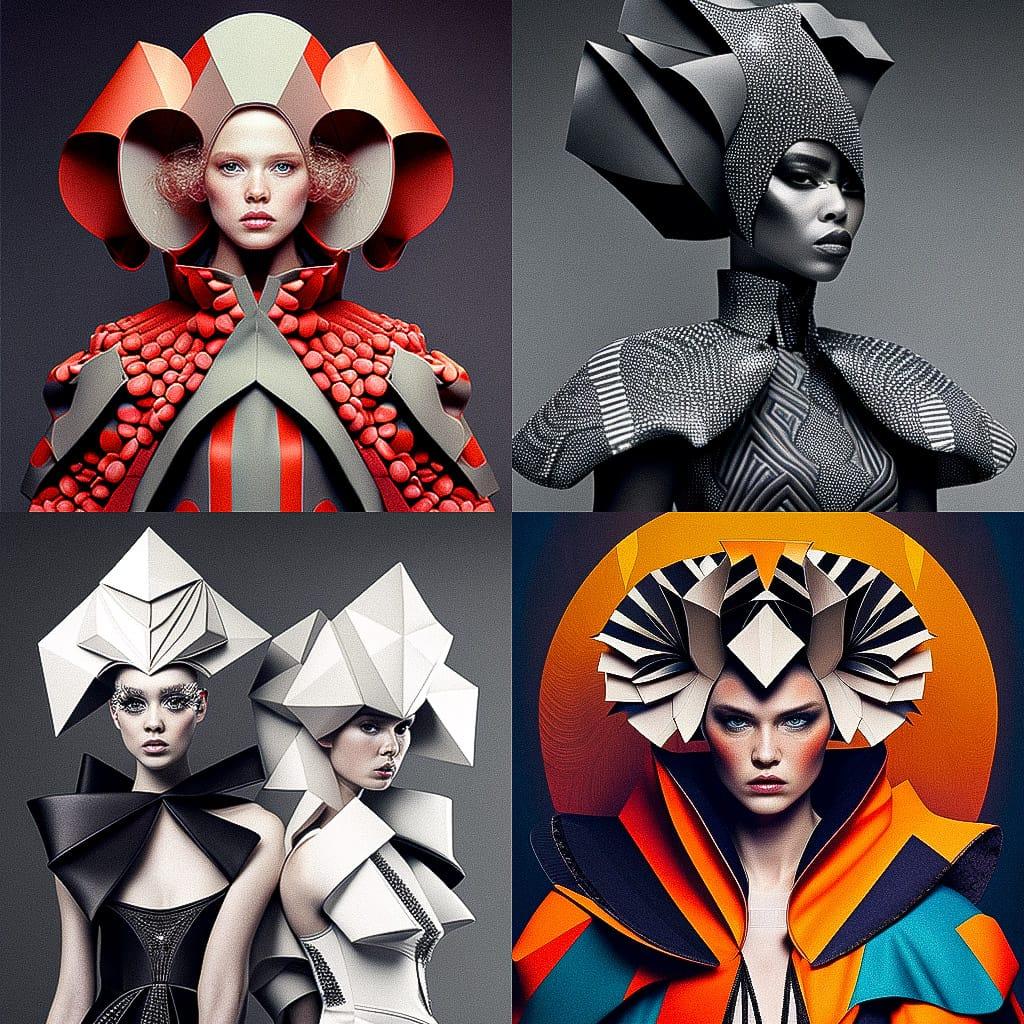 Avant-garde fashion style, Midjourney V4, render 1 of 4