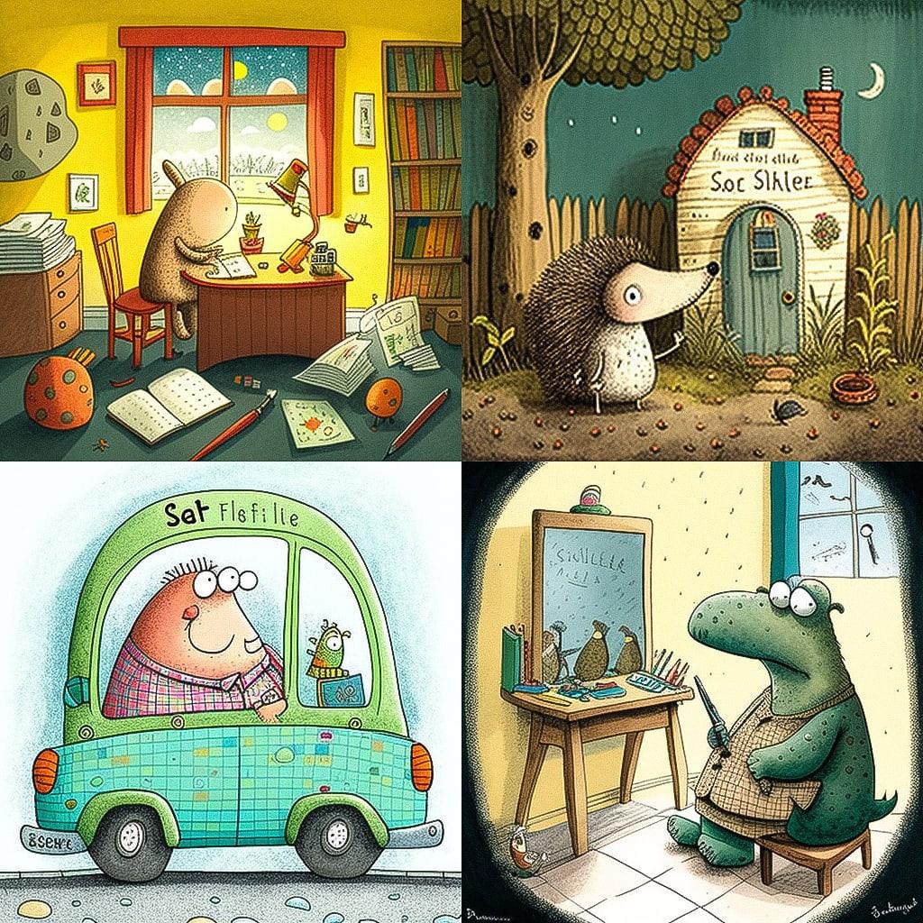 Axel Scheffler style, Midjourney V4, render 1 of 4