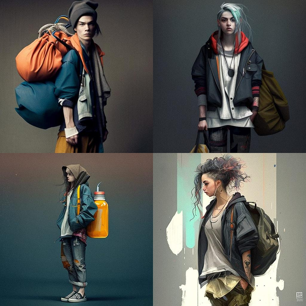 Baggy fashion style, Midjourney V4, render 1 of 4