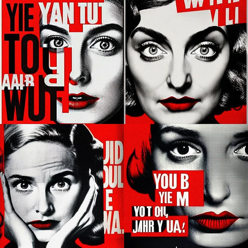 Barbara Kruger style, Midjourney V4, render 1 of 4