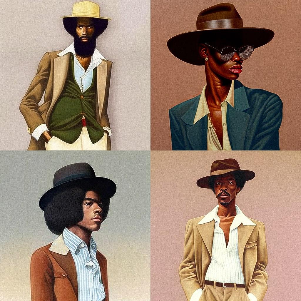 Barkley L. Hendricks style, Midjourney V4, render 1 of 4