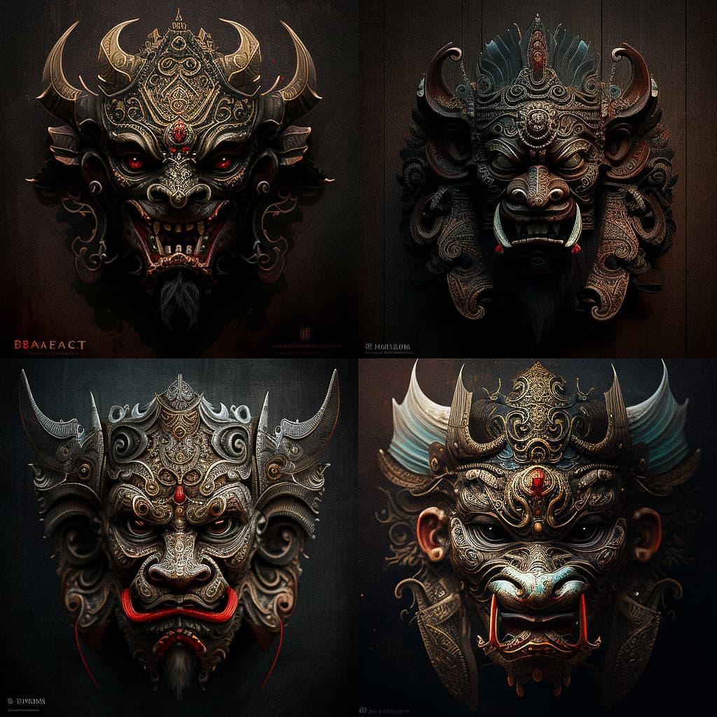 Barong mask style, Midjourney V4, render 1 of 4