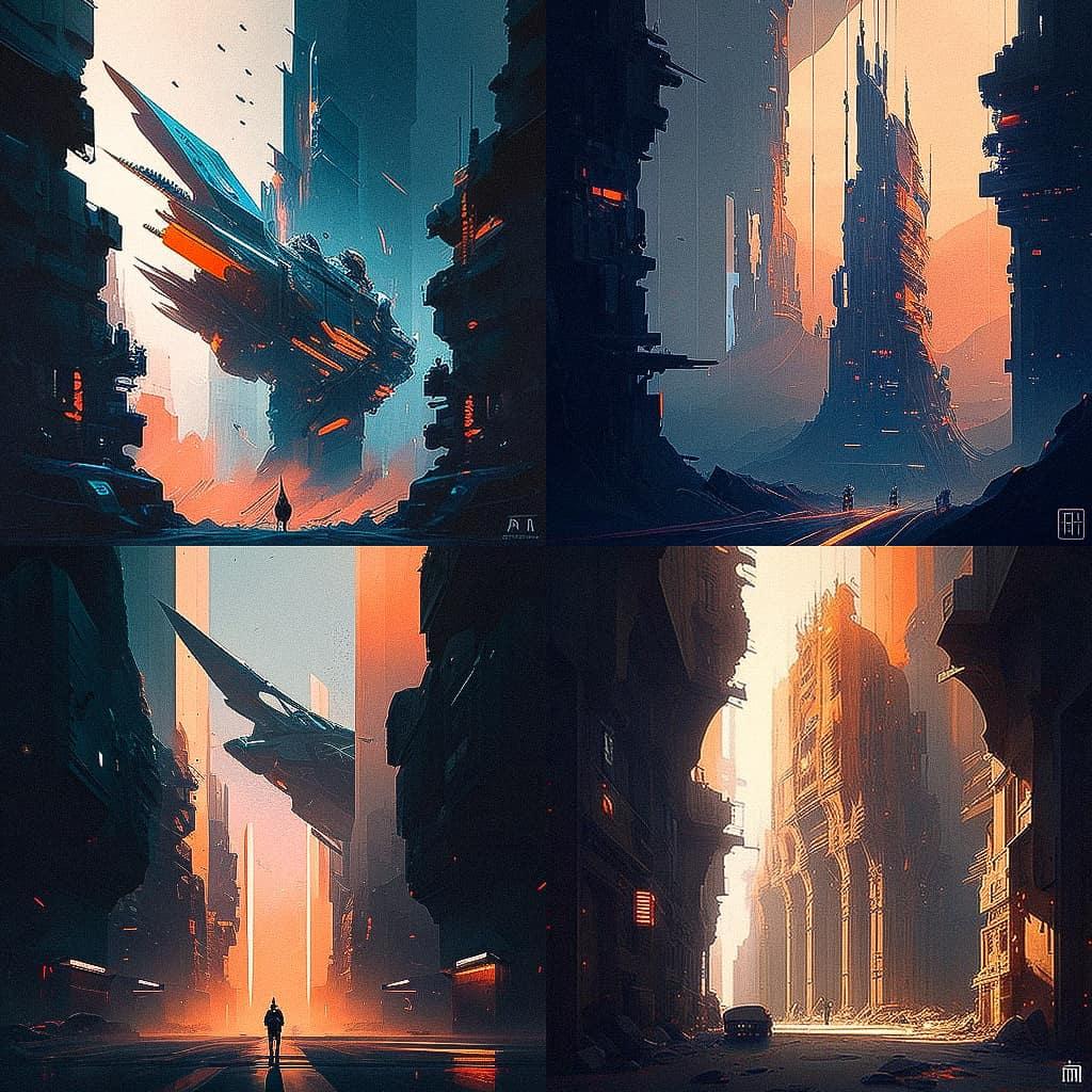 Bastien Grivet style, Midjourney V4, render 1 of 4