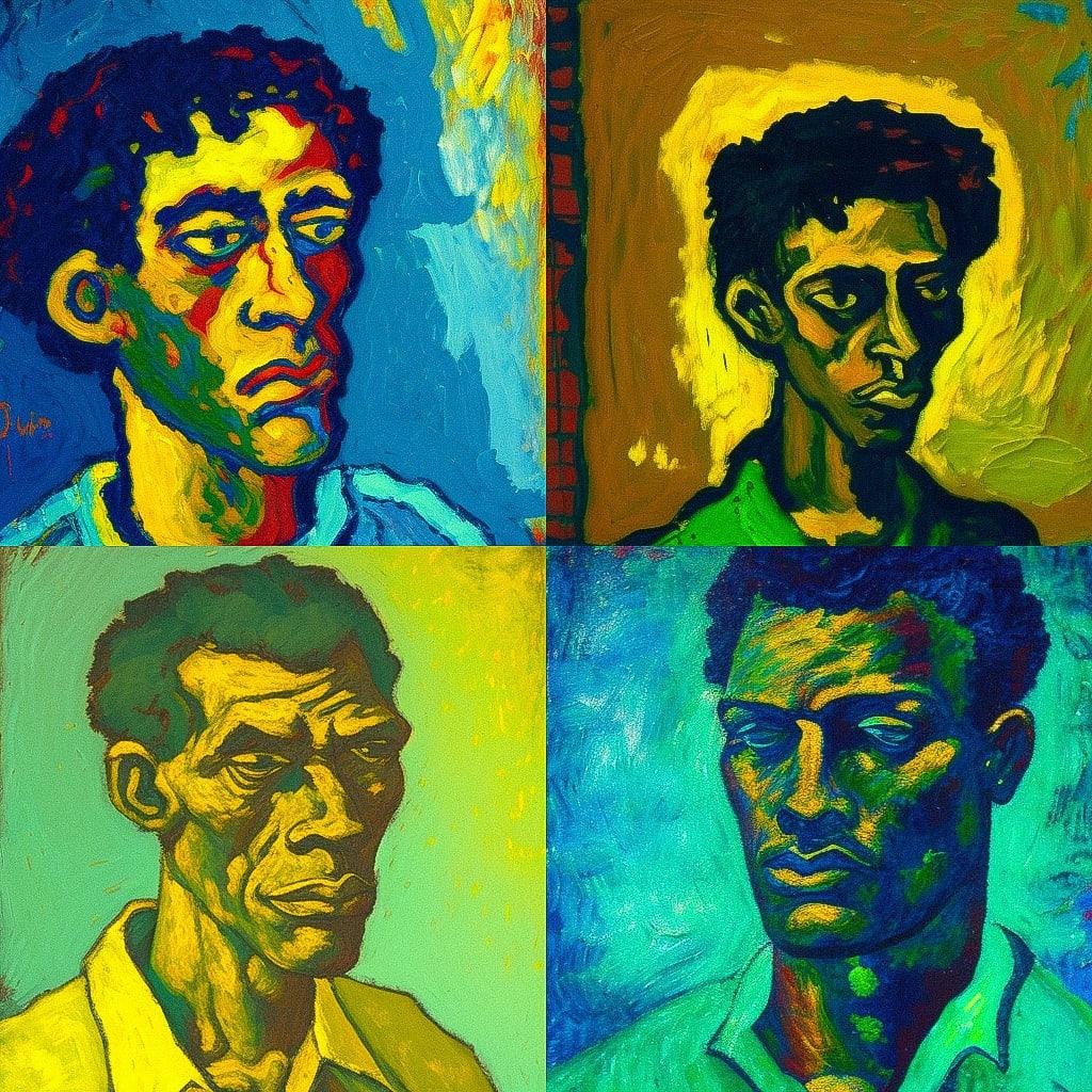 Beauford Delaney style, Midjourney V4, render 1 of 4