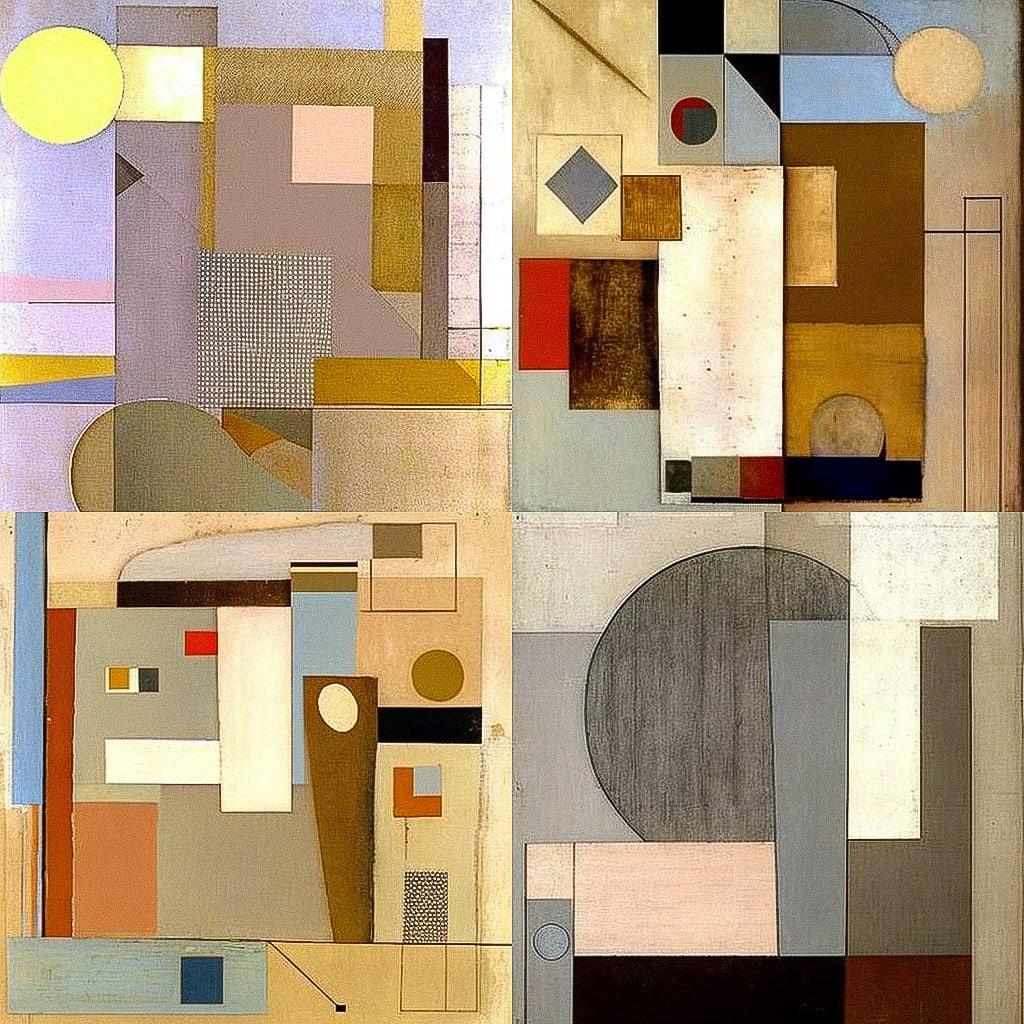 Ben Nicholson style, Midjourney V4, render 1 of 4