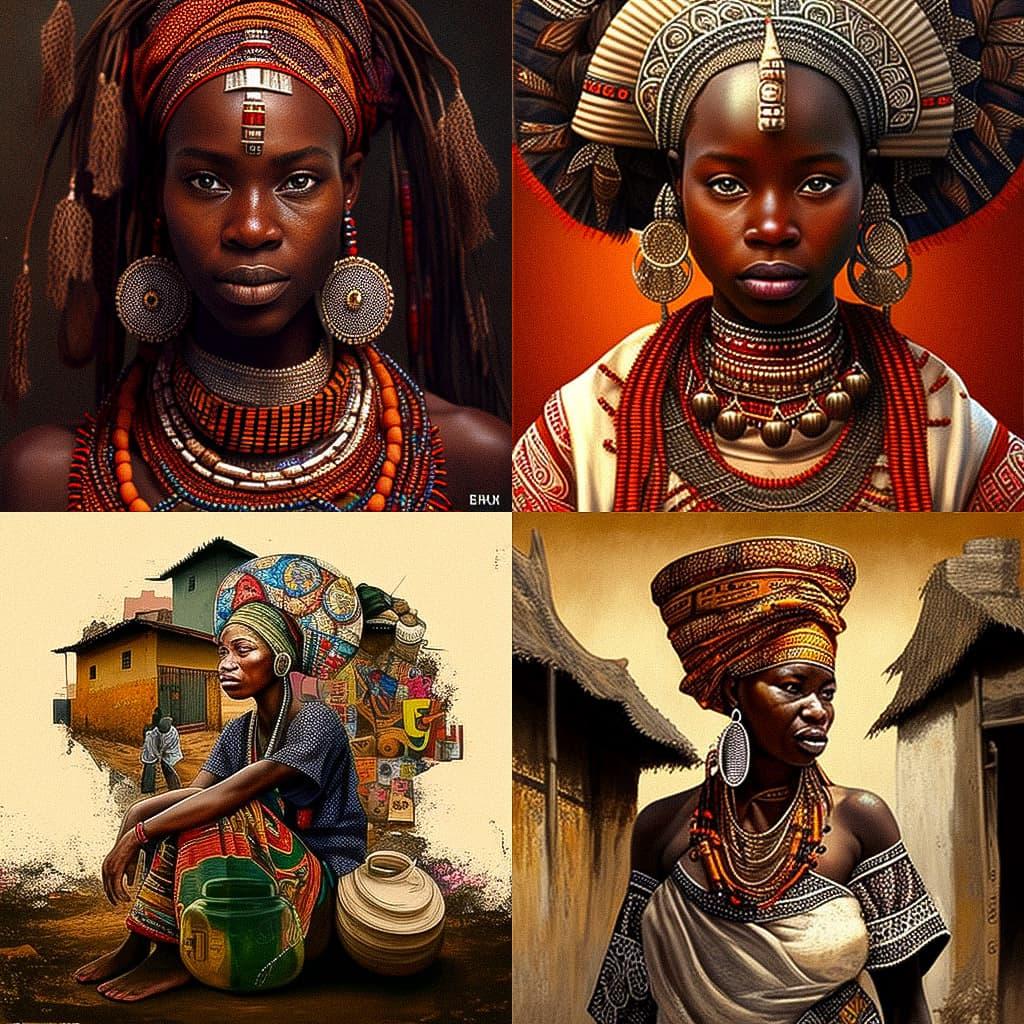 Benin art style, Midjourney V4, render 1 of 4