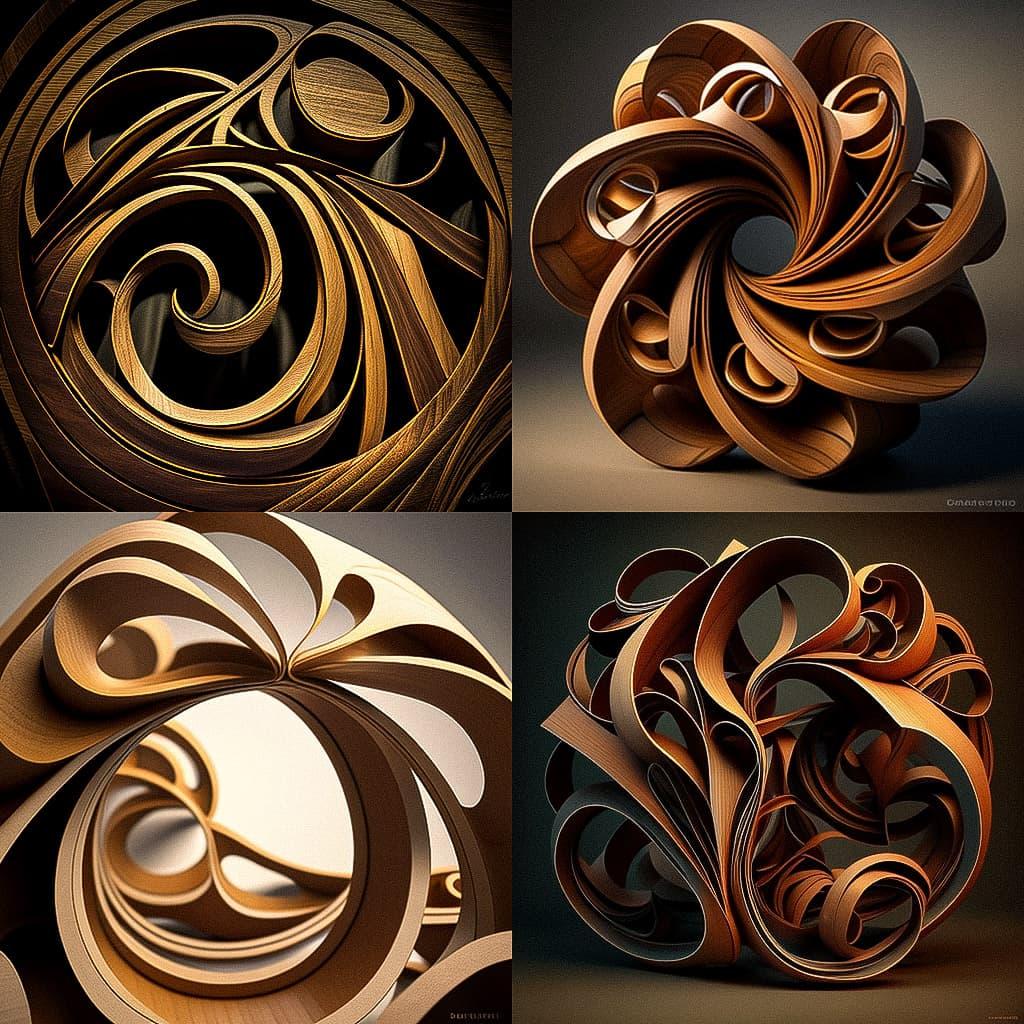 Bentwood style, Midjourney V4, render 1 of 4