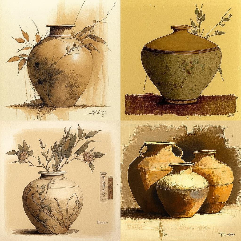 Bernard Leach style, Midjourney V4, render 1 of 4