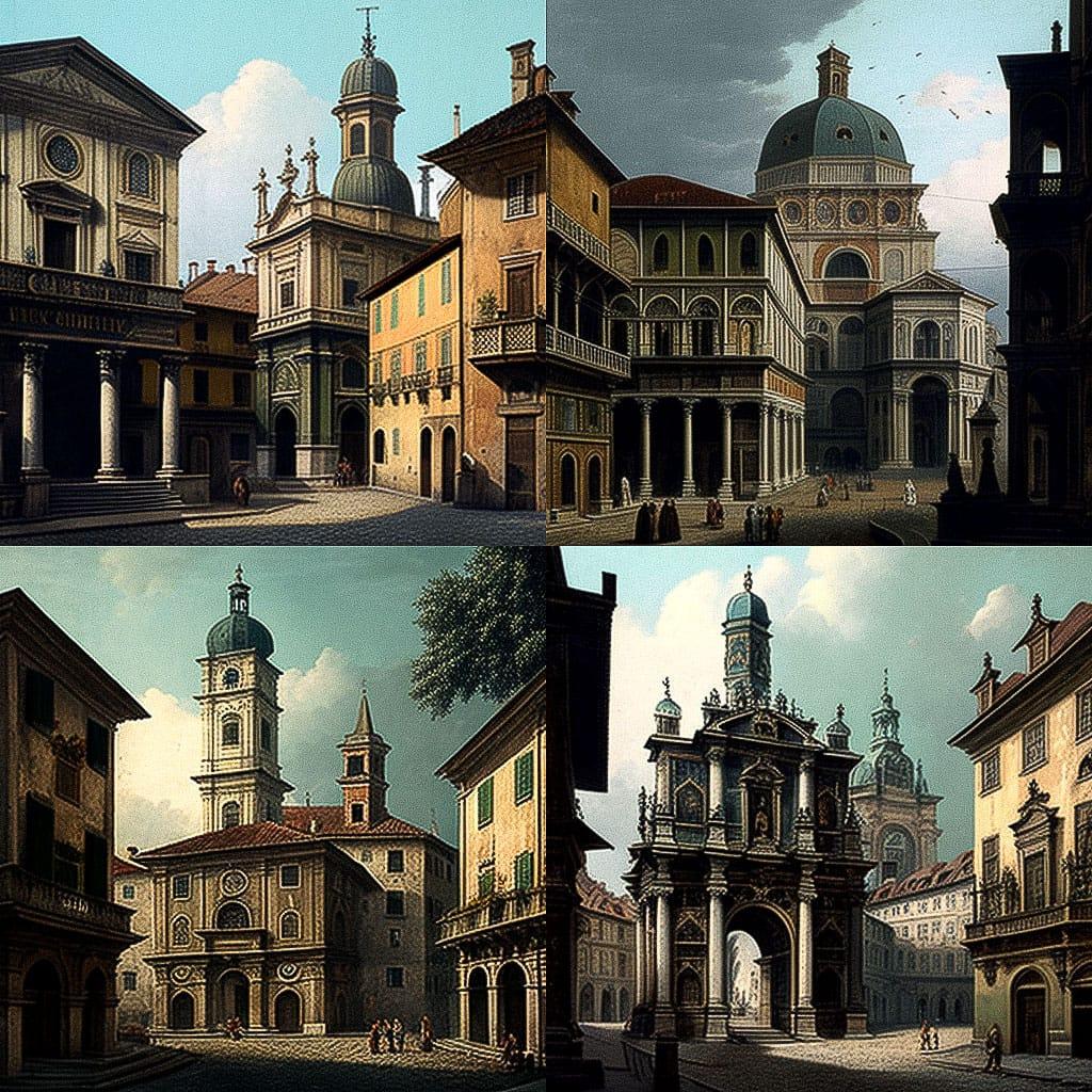Bernardo Bellotto style, Midjourney V4, render 1 of 4
