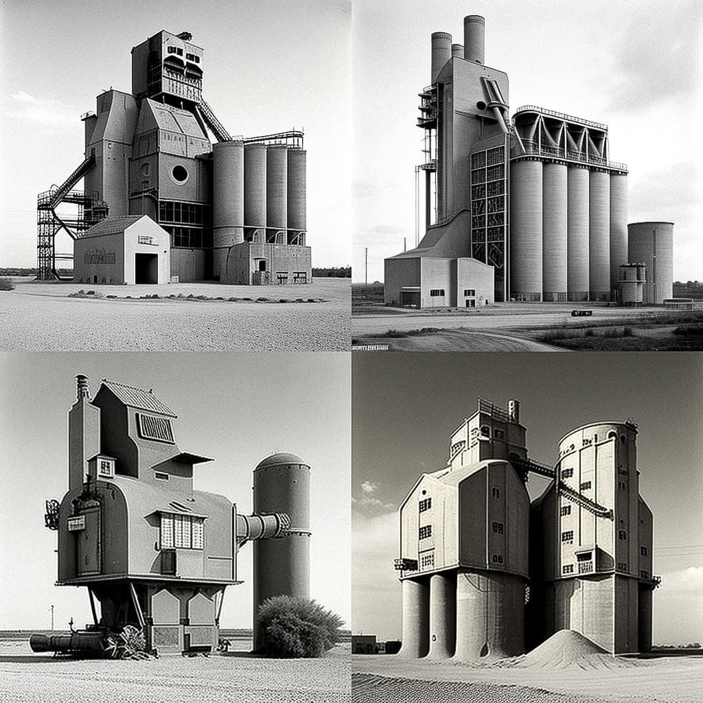 Bernd and Hilla Becher style, Midjourney V4, render 1 of 4