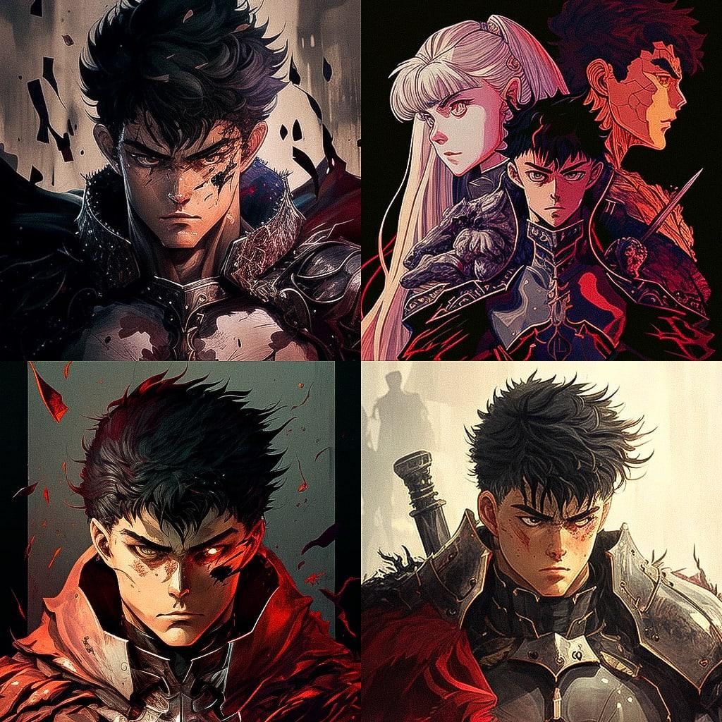 Berserk style, Midjourney V4, render 1 of 4