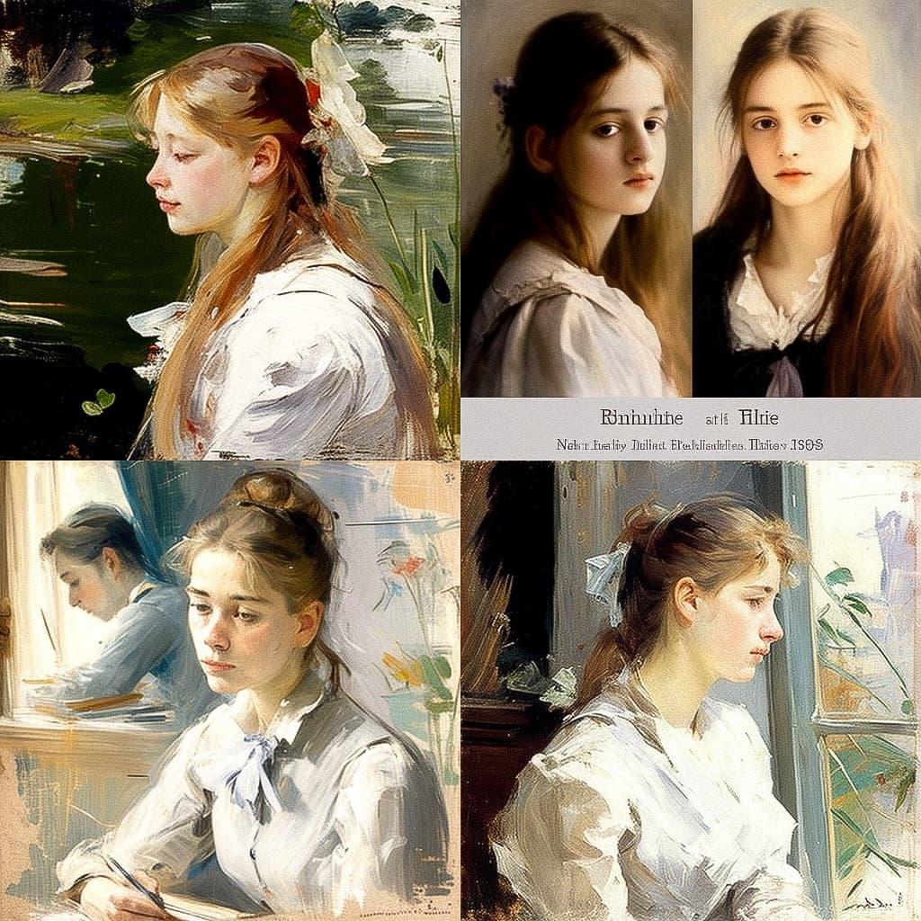 Berthe Morisot style, Midjourney V4, render 1 of 4